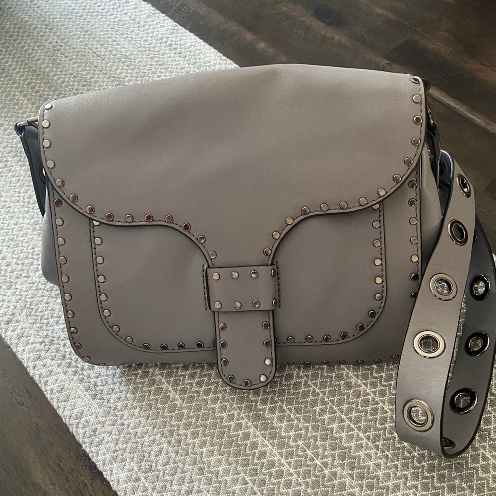 Rebecca Minkoff Gray Studded Leather Crossbody Bag